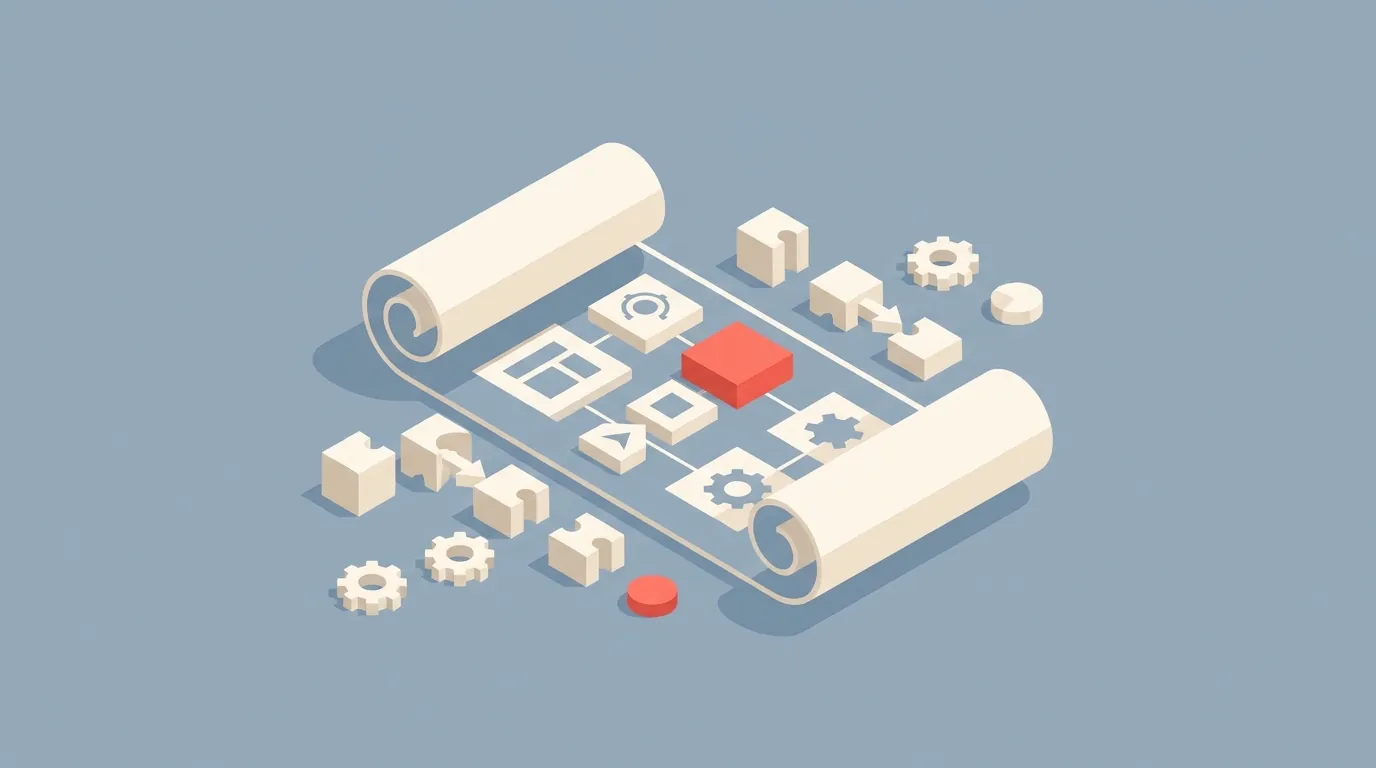 A blueprint with modular agent components ready for assembly.