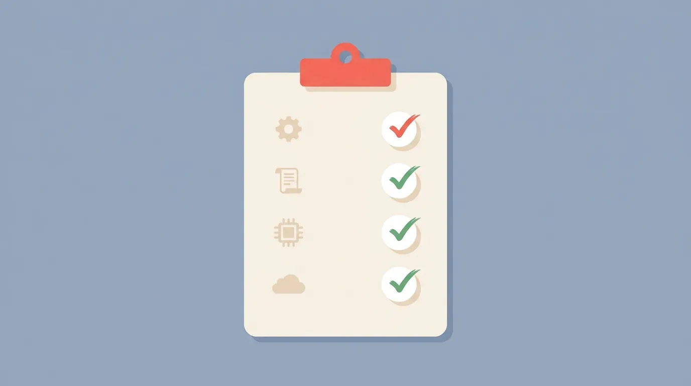A clipboard checklist, each item marked with a green checkmark.