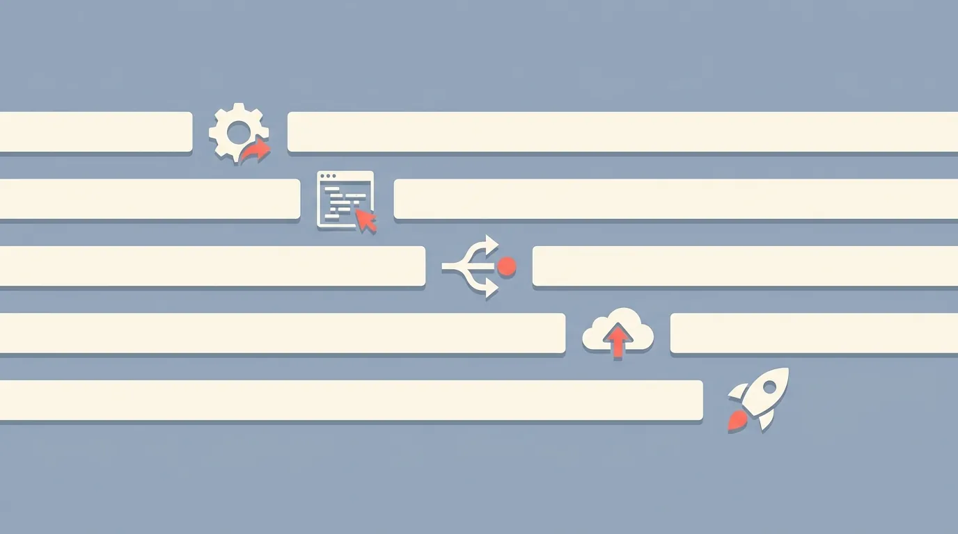 Five parallel workflow lanes with distinct icons, representing different example workflows.