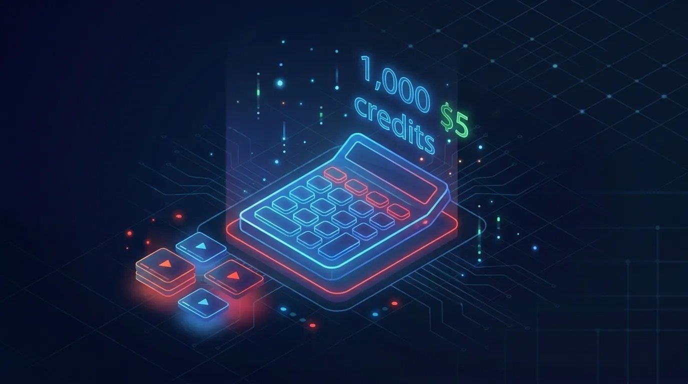 Calculator illustrating the credit cost of a large playlist