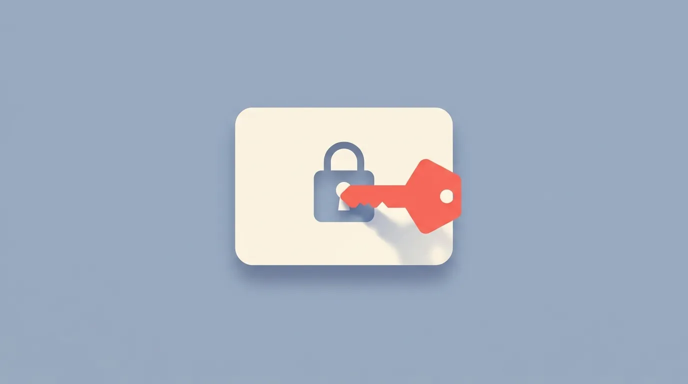 A key fitting into a lock on a credential card, representing automatic agent authentication.