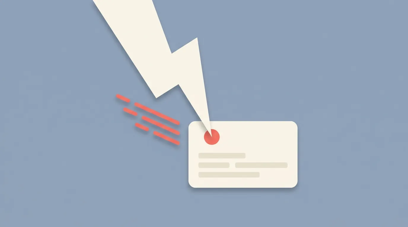A lightning bolt striking a transcript card, representing fast JavaScript extraction.