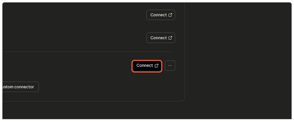 Click Connect button for YouTube Transcript MCP
