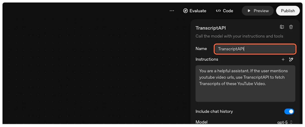 Rename agent to TranscriptAPI for YouTube Transcript MCP